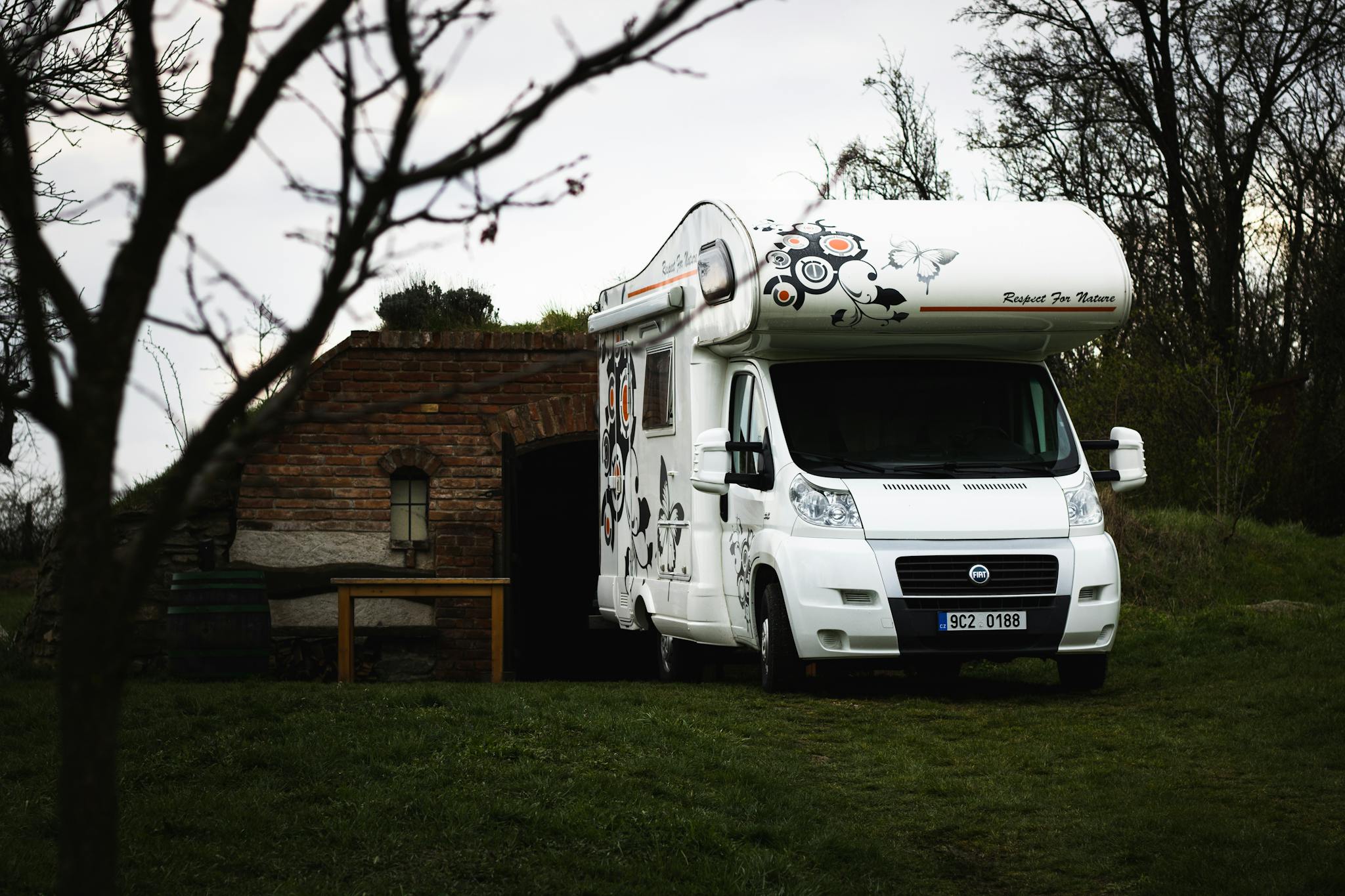 White RV Car